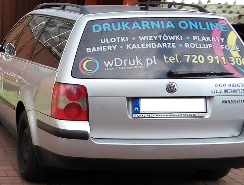 Reklama na szybę samochodu, OWV, perforowana Drukarnia